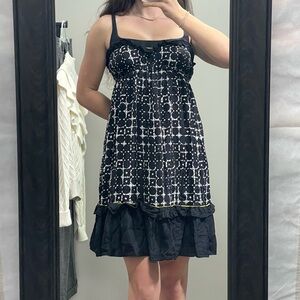 100% Silk Susana Monaco Black and White Floral Summer Dress